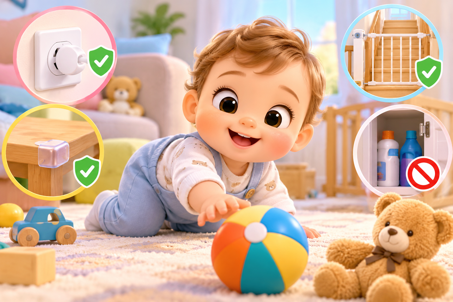 Kalkan ve kalp ile korunan sevimli ev, 3D illüstrasyon